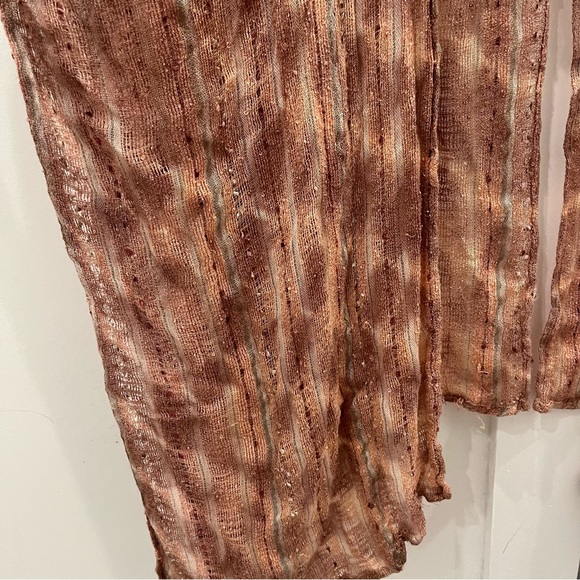 Free People Bronze Tie Dye Shimmer Crochet Kimono Maxi Kaftan Duster Coverup - Picture 5 of 16